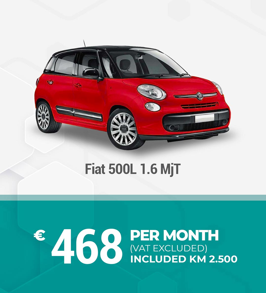 1 month car rental Fiat 500L