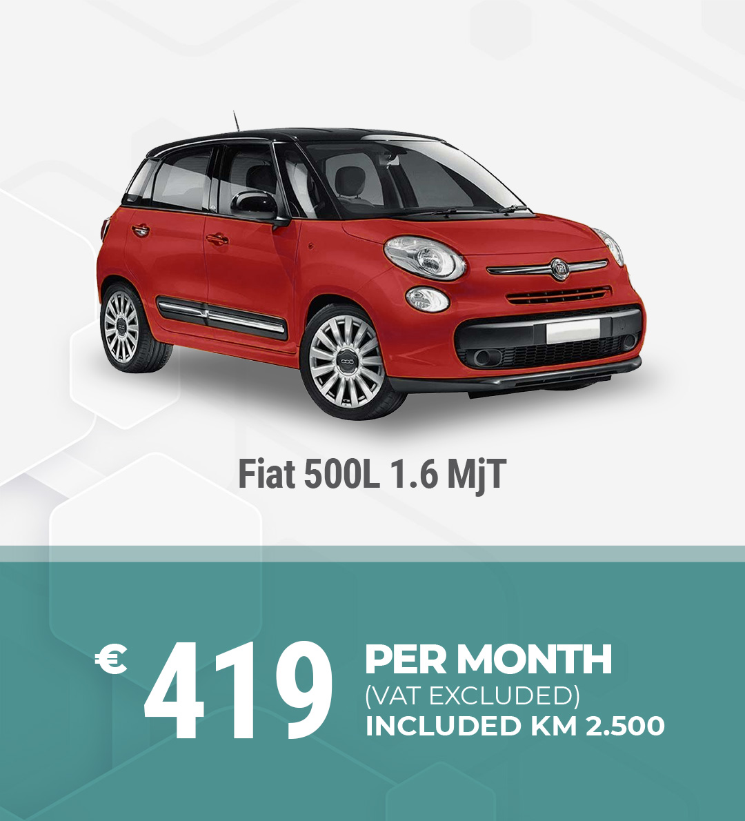 1 month car rental Fiat 500L